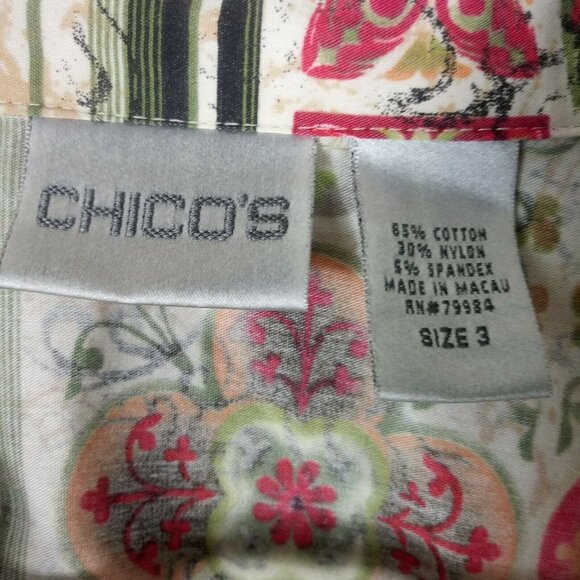 Chicos Womens Autumn Color Flip Cuff Shirt Top Button Up Contrast Fall Harvest 3 - Picture 3 of 7